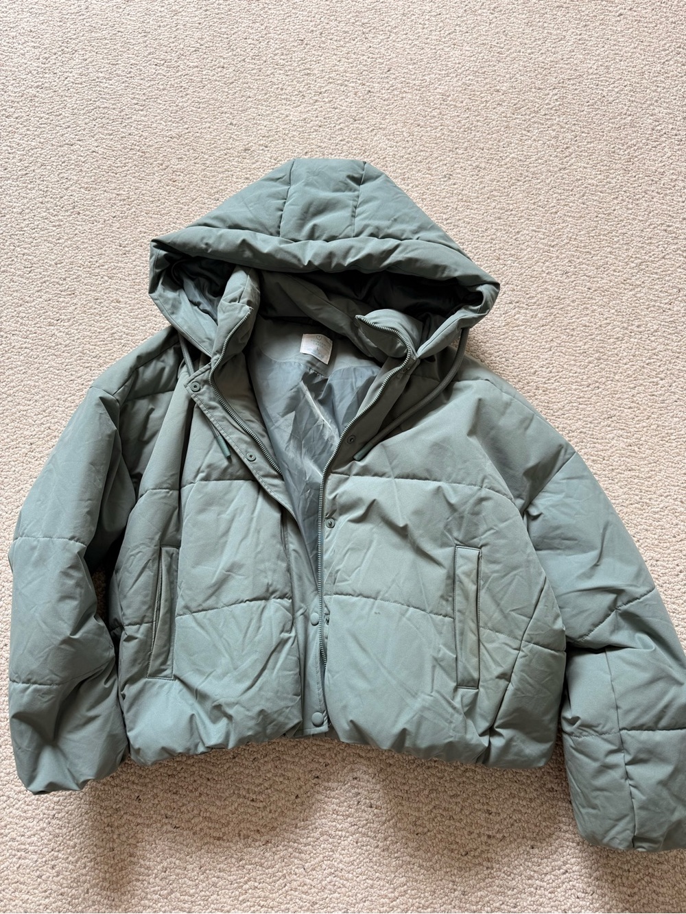 Primark Sage Green Puffer Hooded Jacket - Women